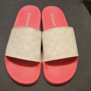 Coach Women's Sandals - Cream and Red